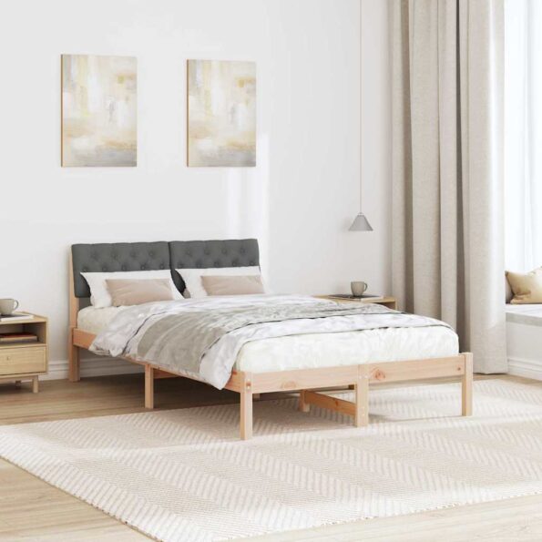 vidaXL Rám postele hnedá a tmavosivá 120 x 200 cm Borovicový masív – Obrázok 4