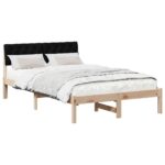 vidaXL Rám postele Hnedá a čierna 120 x 200 cm Borovicový masív – Obrázok 3