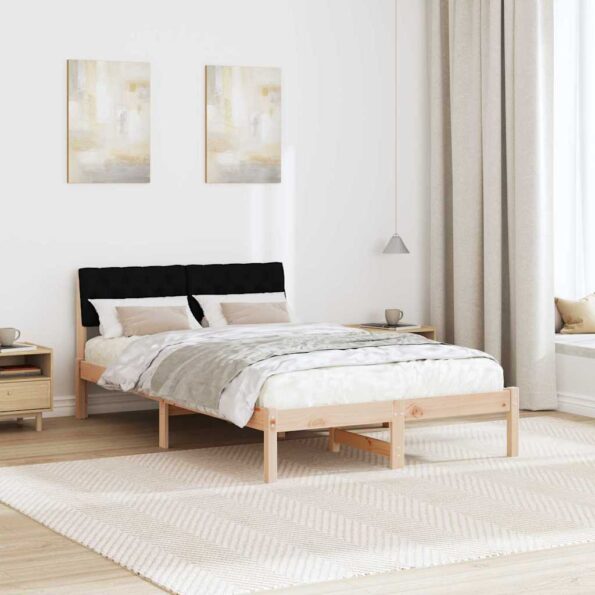 vidaXL Rám postele Hnedá a čierna 120 x 200 cm Borovicový masív – Obrázok 4