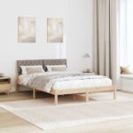 vidaXL Rám postele Hnedá a taupe 140 x 190 cm Borovicový masív – Obrázok 4