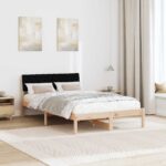 vidaXL Rám postele Hnedá a čierna 120 x 190 cm Borovicový masív – Obrázok 4