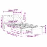 vidaXL Rám postele Hnedá a taupe 120 x 190 cm Borovicový masív – Obrázok 11