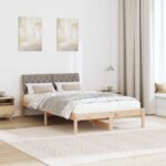 vidaXL Rám postele Hnedá a taupe 120 x 190 cm Borovicový masív – Obrázok 4