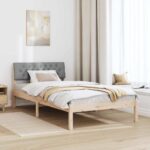 vidaXL Rám postele Hnedá a svetlo šedá 100 x 200 cm Borovicový masív – Obrázok 4