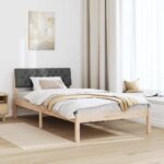 vidaXL Rám postele hnedá a tmavosivá 100 x 200 cm Borovicový masív – Obrázok 4