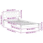 vidaXL Rám postele Hnedá a čierna 100 x 200 cm Borovicový masív – Obrázok 11