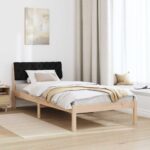 vidaXL Rám postele Hnedá a čierna 90 x 200 cm Borovicový masív – Obrázok 4