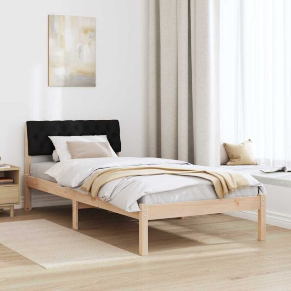 vidaXL Rám postele Hnedá a čierna 90 x 200 cm Borovicový masív – Obrázok 4