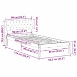 vidaXL Rám postele Hnedá a taupe 90 x 200 cm Borovicový masív – Obrázok 11