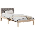 vidaXL Rám postele Hnedá a taupe 90 x 200 cm Borovicový masív – Obrázok 3