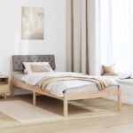 vidaXL Rám postele Hnedá a taupe 90 x 200 cm Borovicový masív – Obrázok 4