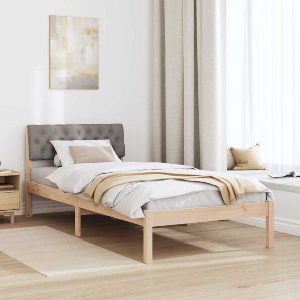 vidaXL Rám postele Hnedá a taupe 90 x 200 cm Borovicový masív – Obrázok 4