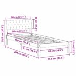 vidaXL Rám postele hnedá a tmavosivá 90 x 190 cm Borovicový masív – Obrázok 11