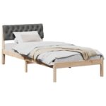 vidaXL Rám postele hnedá a tmavosivá 90 x 190 cm Borovicový masív – Obrázok 3