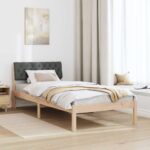 vidaXL Rám postele hnedá a tmavosivá 90 x 190 cm Borovicový masív – Obrázok 4