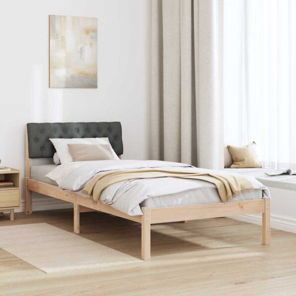 vidaXL Rám postele hnedá a tmavosivá 90 x 190 cm Borovicový masív – Obrázok 4