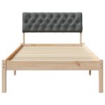 vidaXL Rám postele hnedá a tmavosivá 90 x 190 cm Borovicový masív – Obrázok 5