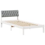 vidaXL Rám postele Biela a svetlosivá 90 x 190 cm Borovicový masív – Obrázok 2