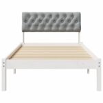 vidaXL Rám postele Biela a svetlosivá 90 x 190 cm Borovicový masív – Obrázok 5