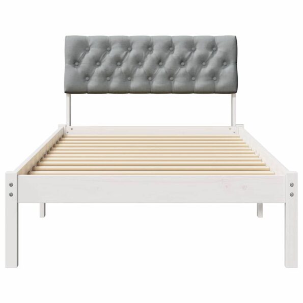 vidaXL Rám postele Biela a svetlosivá 90 x 190 cm Borovicový masív – Obrázok 5