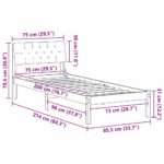 vidaXL Rám postele hnedá a tmavosivá 75 x 190 cm Borovicový masív – Obrázok 11