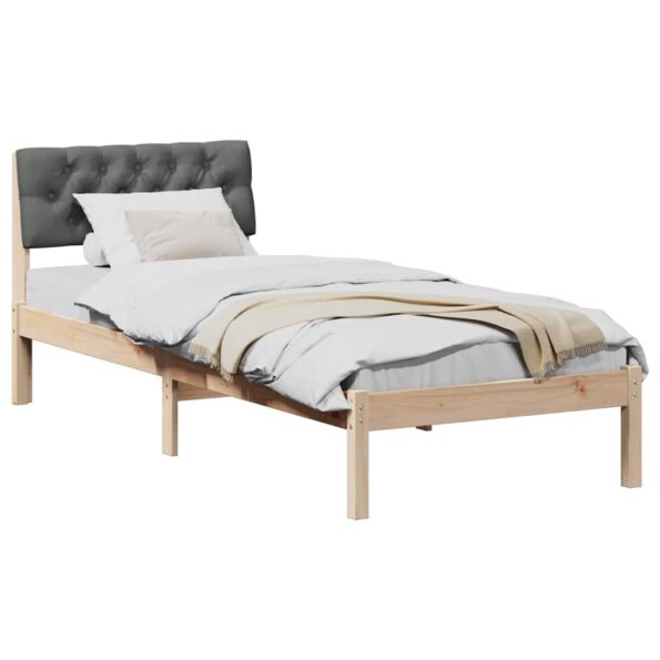 vidaXL Rám postele hnedá a tmavosivá 75 x 190 cm Borovicový masív – Obrázok 3