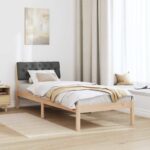 vidaXL Rám postele hnedá a tmavosivá 75 x 190 cm Borovicový masív – Obrázok 4