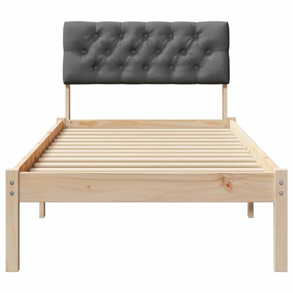 vidaXL Rám postele hnedá a tmavosivá 75 x 190 cm Borovicový masív – Obrázok 5