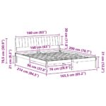 vidaXL Rám postele Hnedá a čierna 160 x 200 cm Borovicový masív – Obrázok 11
