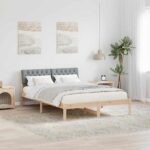 vidaXL Rám postele Hnedá a svetlo šedá 140 x 200 cm Borovicový masív