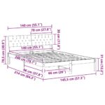 vidaXL Rám postele Hnedá a taupe 140 x 200 cm Borovicový masív – Obrázok 11