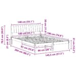 vidaXL Rám postele Hnedá a čierna 140 x 190 cm Borovicový masív – Obrázok 11