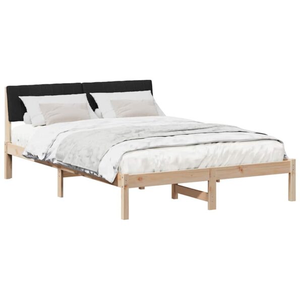vidaXL Rám postele Hnedá a čierna 140 x 190 cm Borovicový masív – Obrázok 3