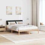 vidaXL Rám postele Hnedá a čierna 140 x 190 cm Borovicový masív – Obrázok 4
