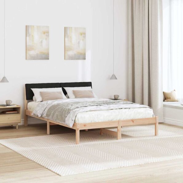 vidaXL Rám postele Hnedá a čierna 140 x 190 cm Borovicový masív – Obrázok 4
