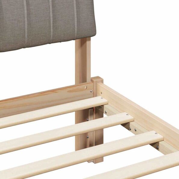 vidaXL Rám postele Hnedá a taupe 140 x 190 cm Borovicový masív – Obrázok 8