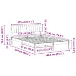 vidaXL Rám postele hnedá a tmavosivá 135 x 190 cm Borovicový masív – Obrázok 11