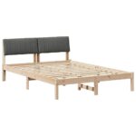 vidaXL Rám postele hnedá a tmavosivá 135 x 190 cm Borovicový masív – Obrázok 2