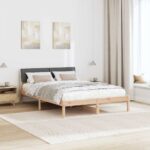 vidaXL Rám postele hnedá a tmavosivá 135 x 190 cm Borovicový masív – Obrázok 4
