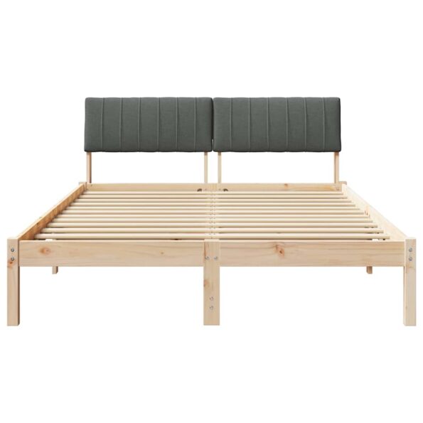 vidaXL Rám postele hnedá a tmavosivá 135 x 190 cm Borovicový masív – Obrázok 5