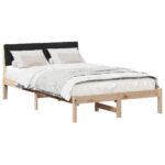 vidaXL Rám postele Hnedá a čierna 120 x 190 cm Borovicový masív – Obrázok 3