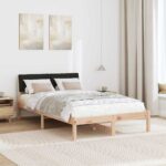 vidaXL Rám postele Hnedá a čierna 120 x 190 cm Borovicový masív – Obrázok 4