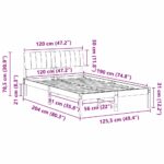 vidaXL Rám postele Hnedá a taupe 120 x 190 cm Borovicový masív – Obrázok 11