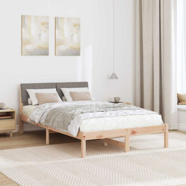 vidaXL Rám postele Hnedá a taupe 120 x 190 cm Borovicový masív – Obrázok 4