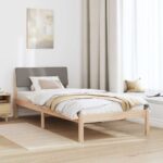 vidaXL Rám postele Hnedá a taupe 90 x 200 cm Borovicový masív – Obrázok 4