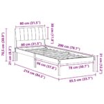 vidaXL Rám postele Hnedá a taupe 80 x 200 cm Borovicový masív – Obrázok 11