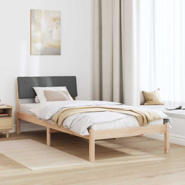 vidaXL Rám postele hnedá a tmavosivá 90 x 190 cm Borovicový masív – Obrázok 4