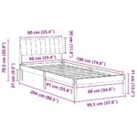 vidaXL Rám postele Hnedá a čierna 90 x 190 cm Borovicový masív – Obrázok 11