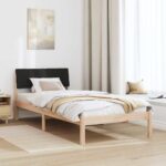 vidaXL Rám postele Hnedá a čierna 90 x 190 cm Borovicový masív – Obrázok 4