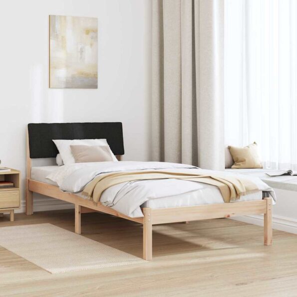 vidaXL Rám postele Hnedá a čierna 90 x 190 cm Borovicový masív – Obrázok 4